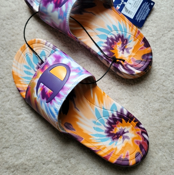 NWT Champion Women's Mega Slide Tie-Dye Sandles Size 8 - Picture 2 of 6